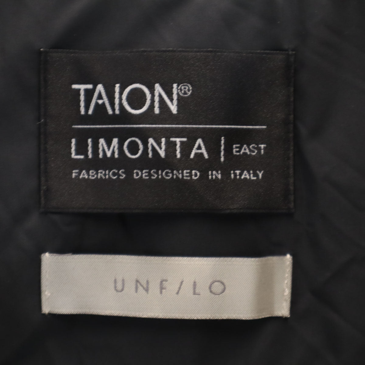 TAION タイオン UNFILO アンフィーロ コラボ ノーカラー キルティング ダウンジャケット ブラック レディース