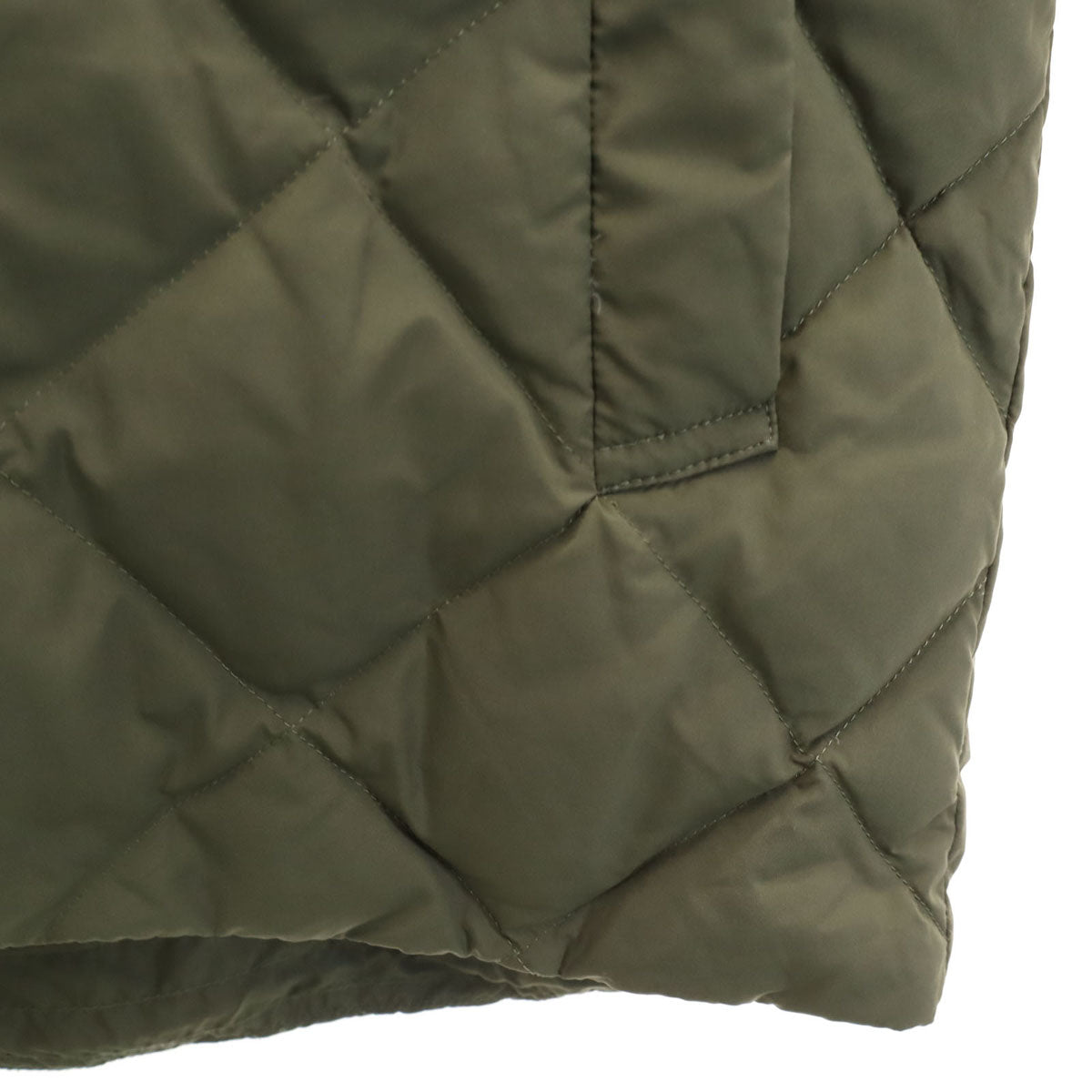 TAION タイオン UNFILO アンフィーロ コラボ ノーカラー キルティング ダウンジャケット カーキ レディース