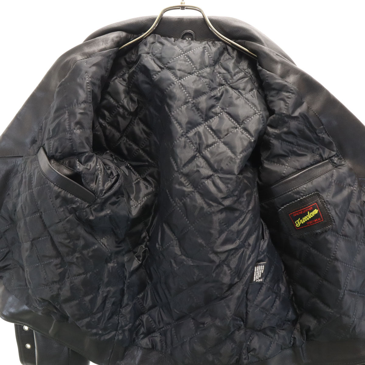 Freedom フリーダム レザー ダブルライダースジャケット 34 ブラック メンズ