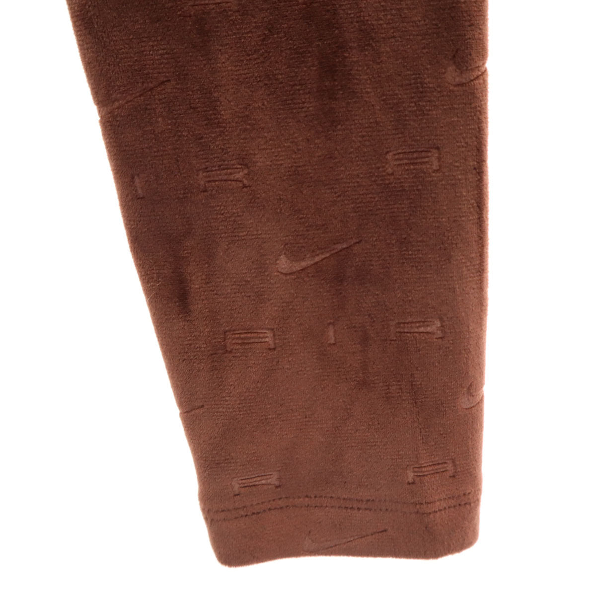 NIKE ナイキ 総ロゴ 長袖 ベロア ハーフジップ カットソー 上下 セットアップ L ブラウン レディース