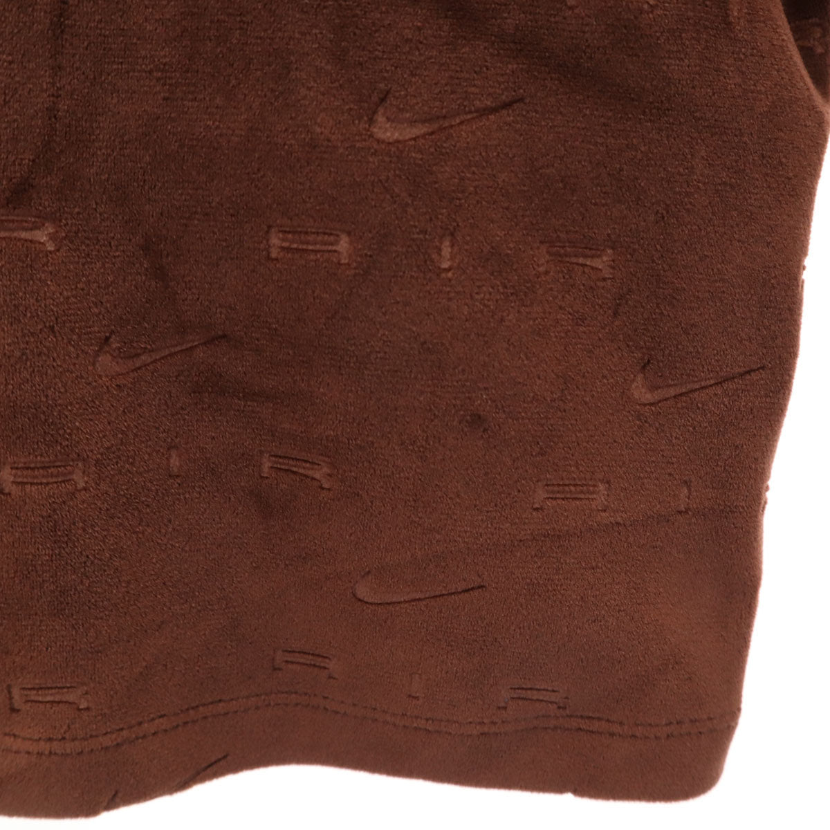 NIKE ナイキ 総ロゴ 長袖 ベロア ハーフジップ カットソー 上下 セットアップ L ブラウン レディース