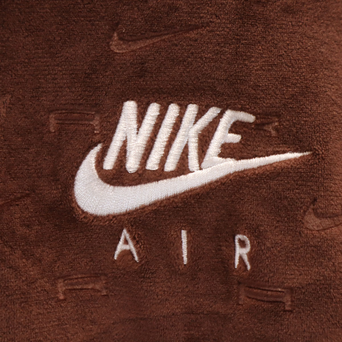 NIKE ナイキ 総ロゴ 長袖 ベロア ハーフジップ カットソー 上下 セットアップ L ブラウン レディース