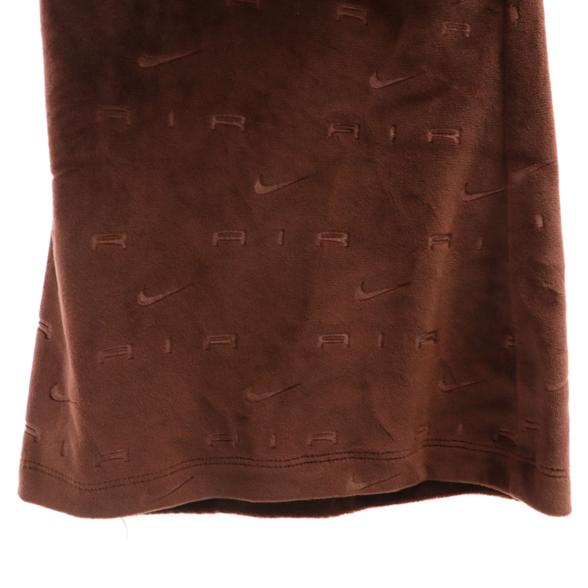 NIKE ナイキ 総ロゴ 長袖 ベロア ハーフジップ カットソー 上下 セットアップ L ブラウン レディース