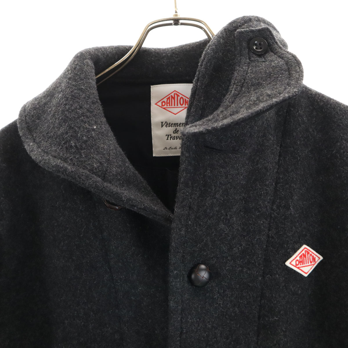 美品 Danton ダントン 日本製 丸襟 ウールモッサ ジャケット 42 チャコールグレー メンズ