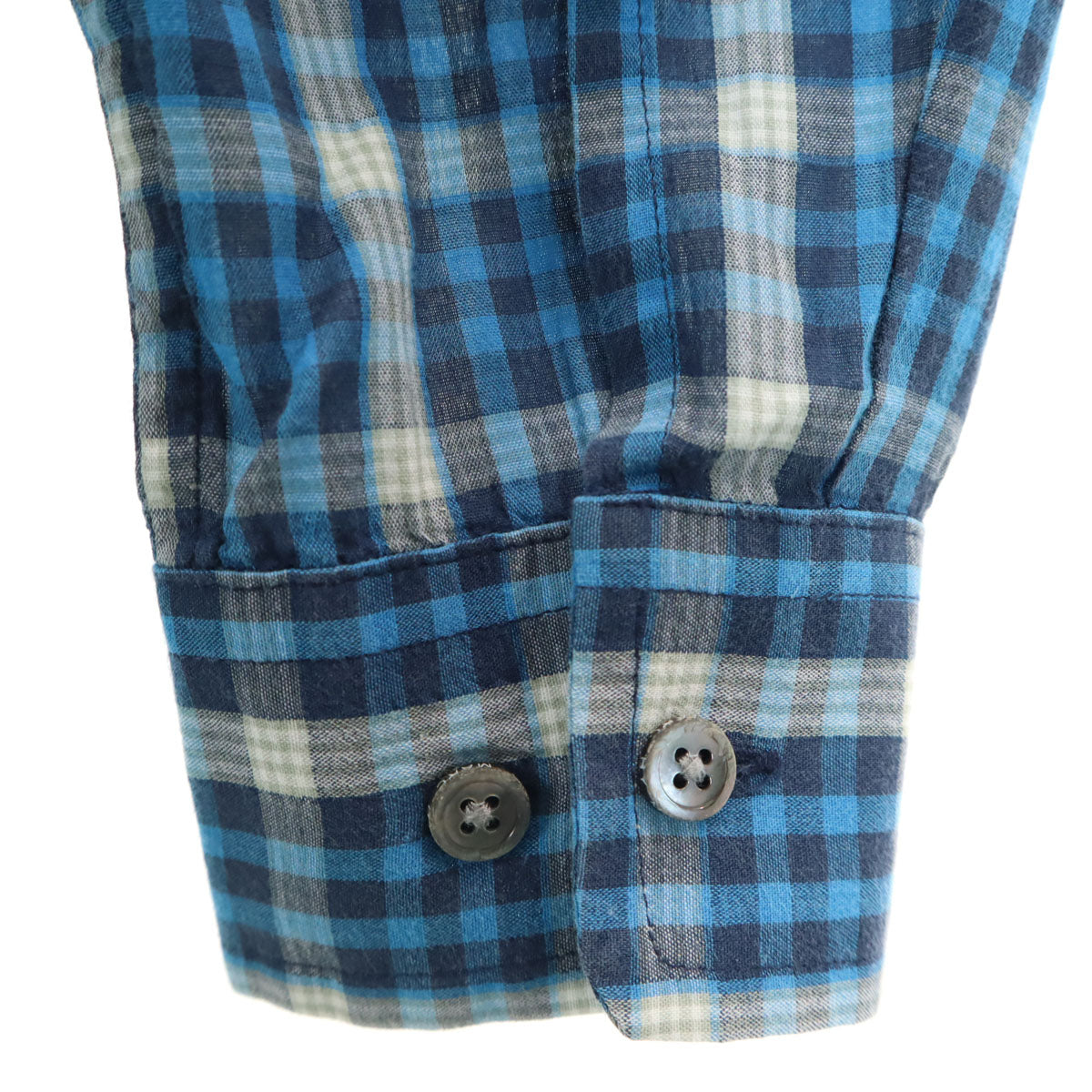 MARC BY MARC JACOBS マークバイマークジェイコブス チェック柄 長袖 SHRUNKEN FIT シャツ S ブルー ロールアップ袖 レディース