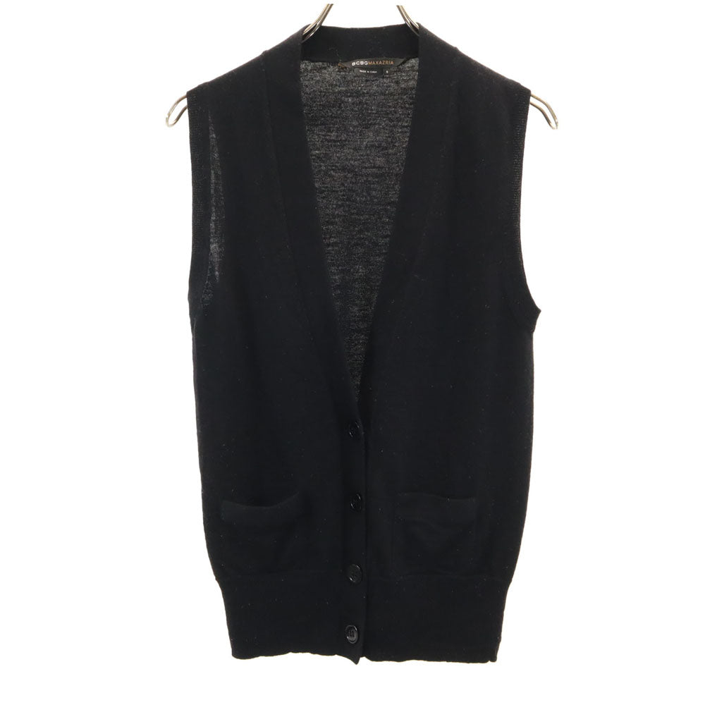 BCBGMAXAZRIA ビーシービージーマックスアズリア Vネック ニットベスト S ブラック レディース