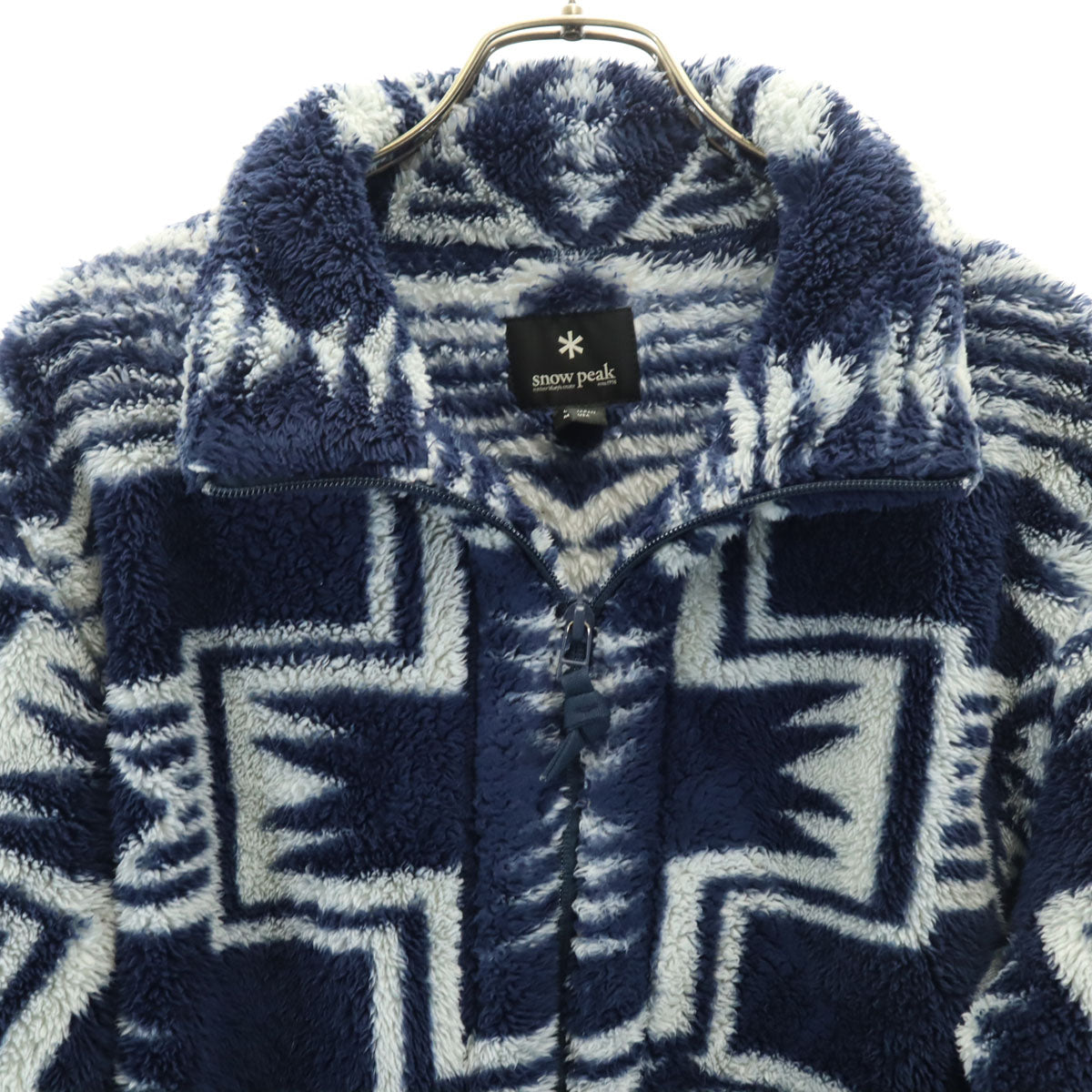 snowpeak スノーピーク 総柄 フリースジャケット L ネイビー アウトドア メンズ