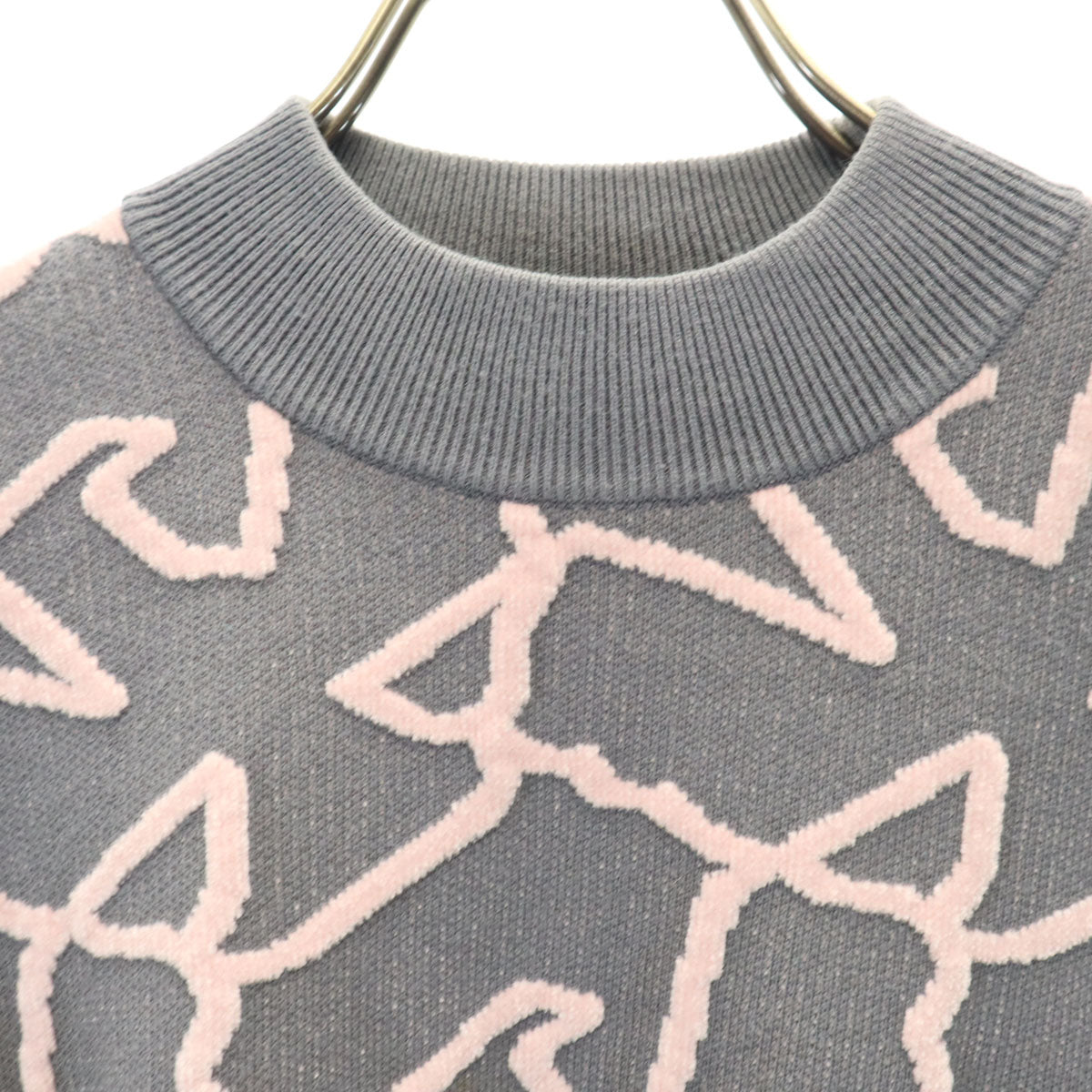 Emporio Armani エンポリオアルマーニ 総柄 長袖 ニット S グレー セーター レディース