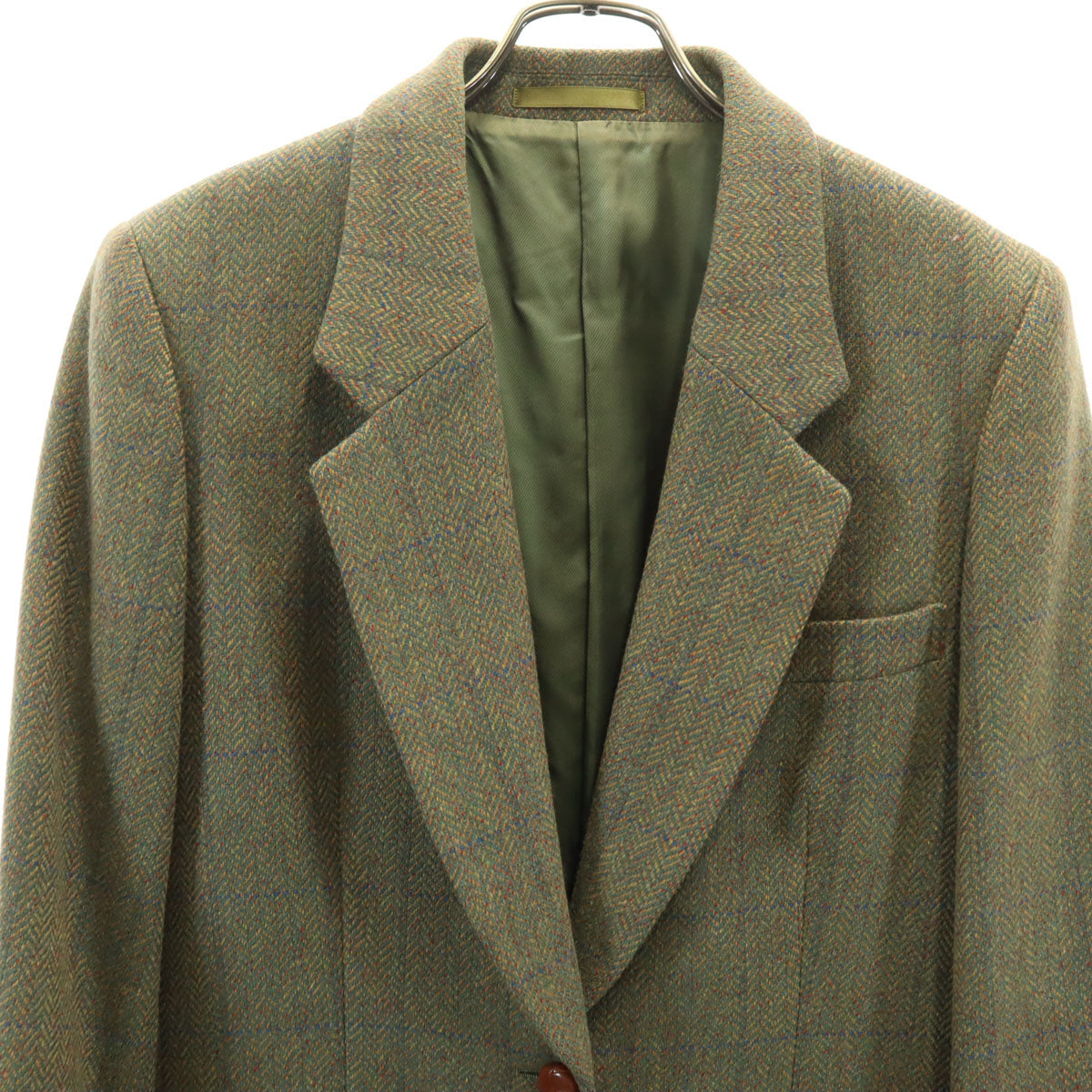Burberrys バーバリーズ 90s オールド ヘリンボーン ツイード テーラードジャケット 13 オリーブ系 レディース