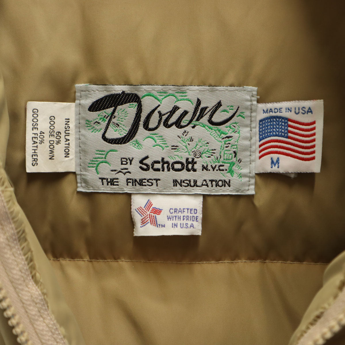 schott ショット 80s 90s USA製 オールド ダウンジャケット M ベージュ メンズ