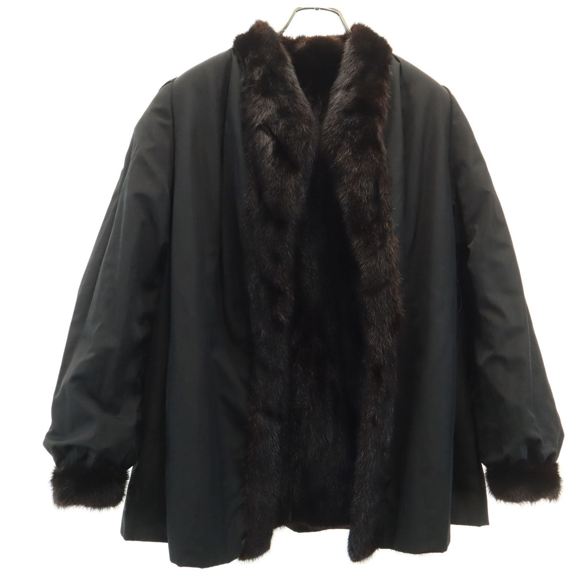 リバーシブル 毛皮コート ダークブラウン レディース