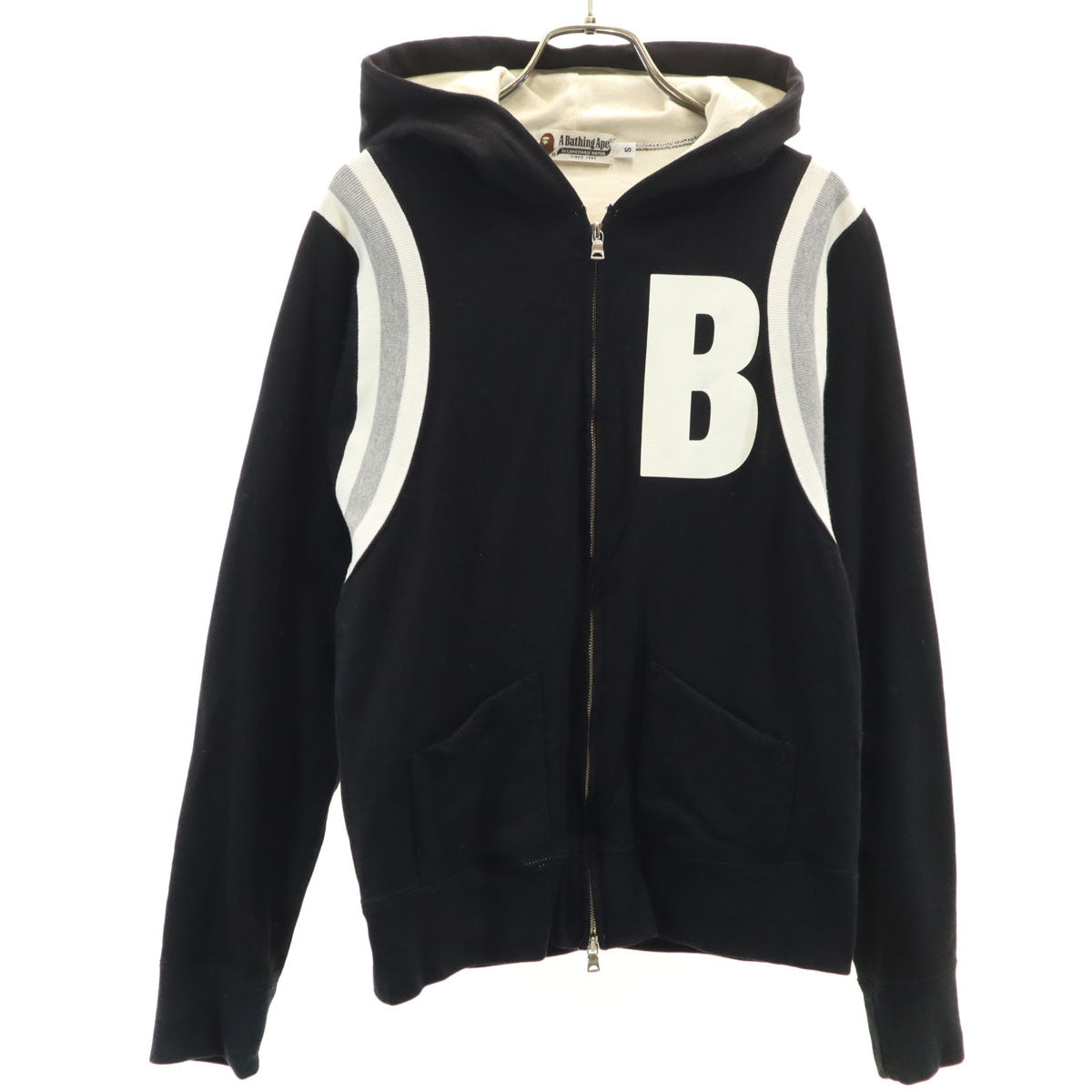 A BATHING APE アベイシングエイプ 日本製 長袖 スウェット ジップパーカー S ブラック レディース