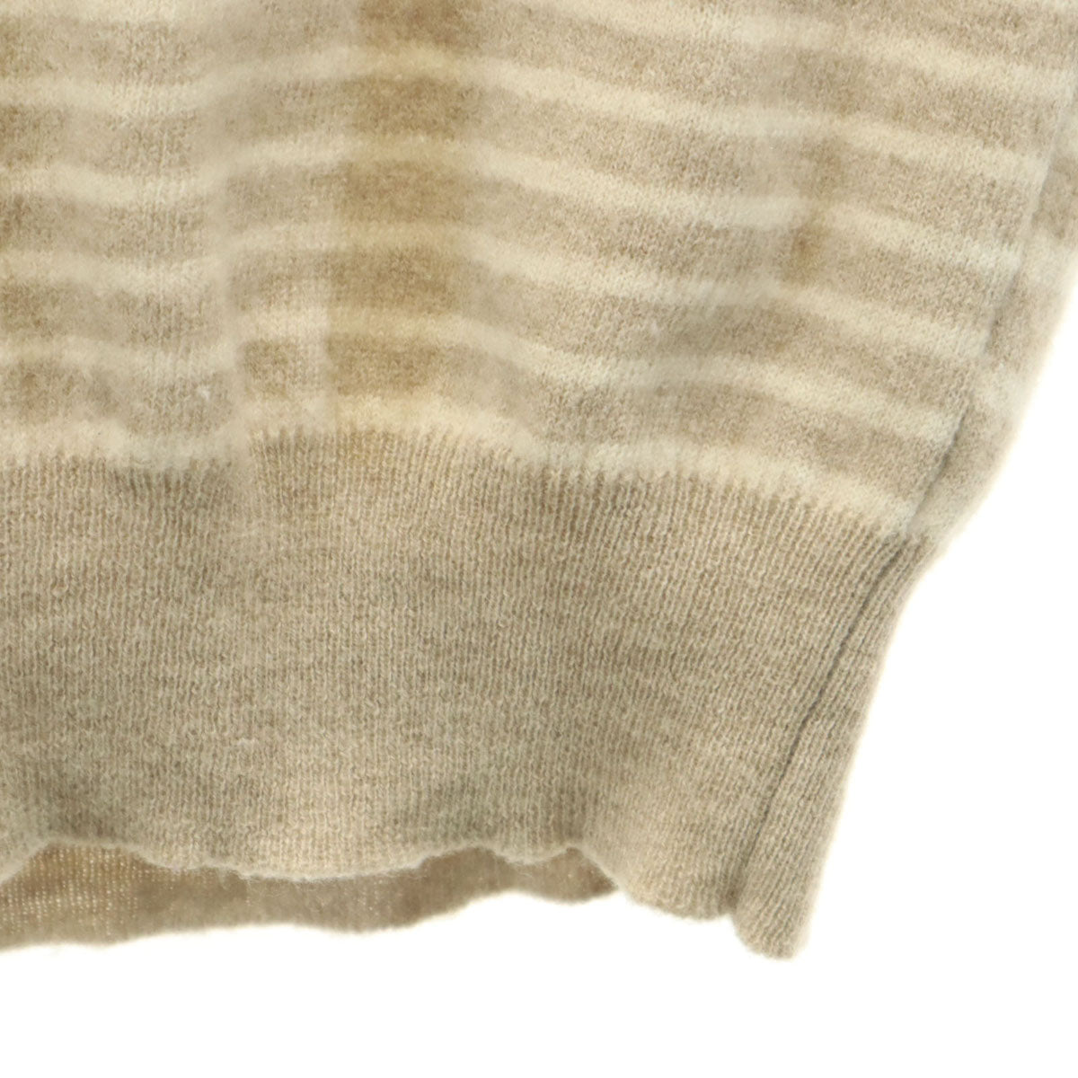 MARTIN MARGIELA マルタンマルジェラ 10 ボーダー柄 長袖 Vネック セーター L ベージュ ニット メンズ
