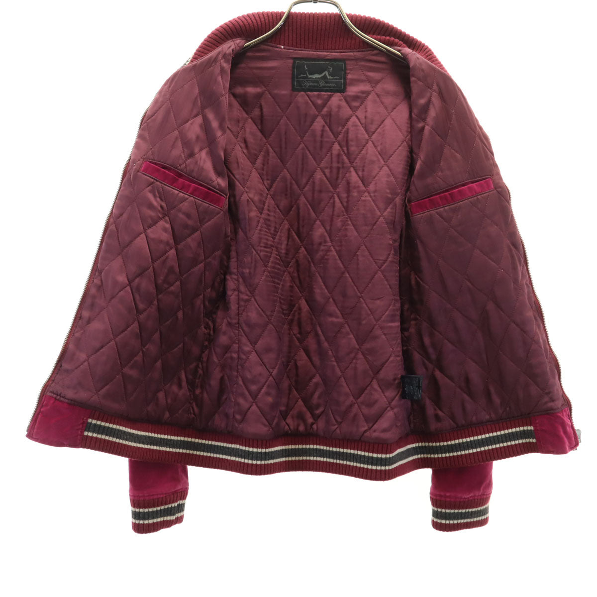 HYSTERIC GLAMOUR ヒステリックグラマー 日本製 バック刺繍 ベロア ジャケット FREE マゼンタ系 中綿 レディース