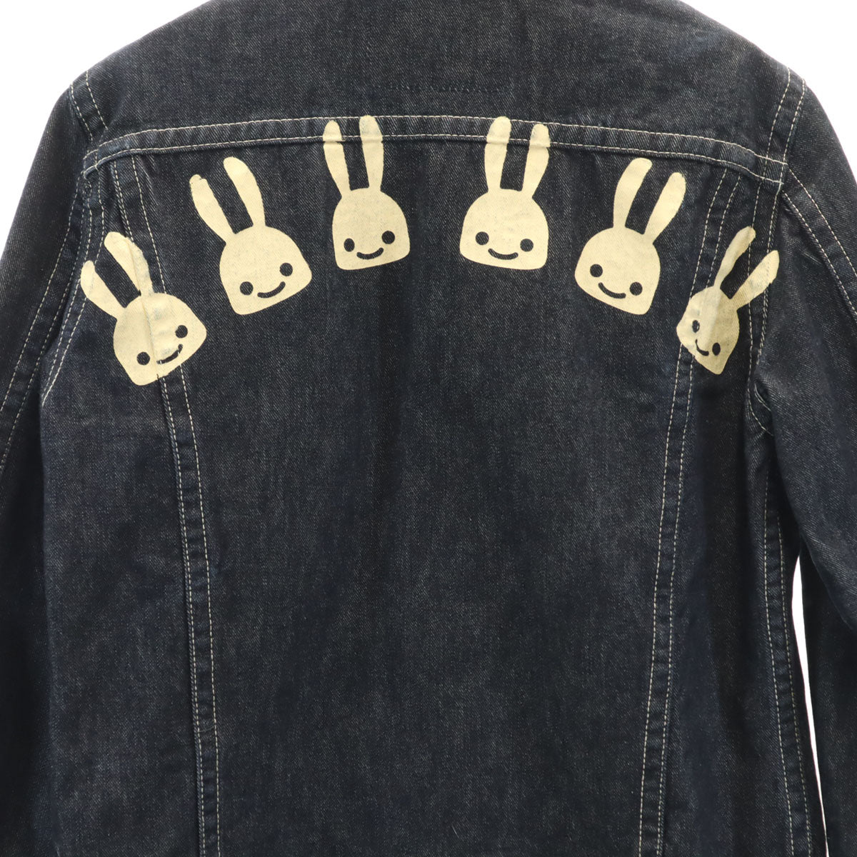 CUNE キューン 日本製 バックプリント うさぎ デニムジャケット S インディゴ ジージャン トラッカー メンズ