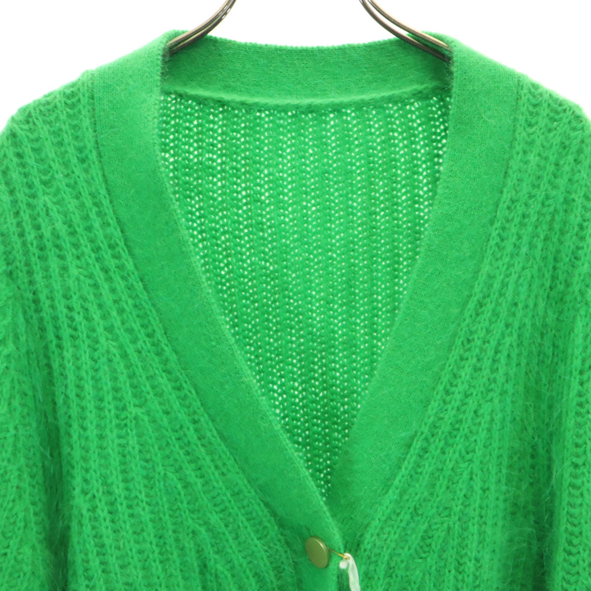 美品 Diagram ダイアグラム ウールブレンド 長袖 ニットカーディガン 36 グリーン レディース