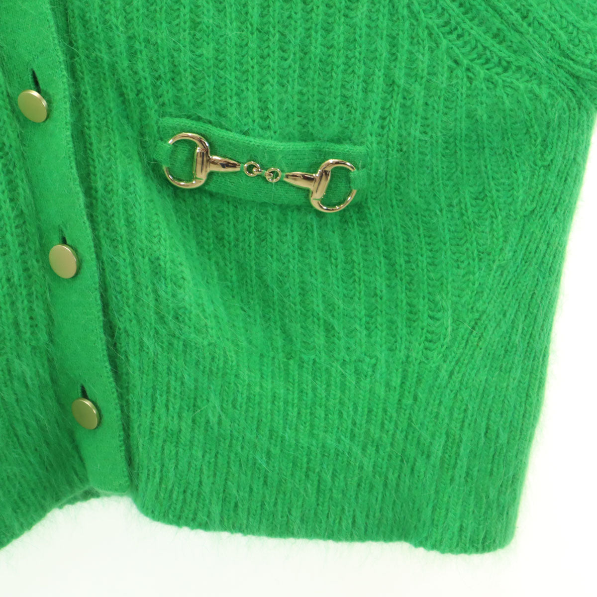 美品 Diagram ダイアグラム ウールブレンド 長袖 ニットカーディガン 36 グリーン レディース