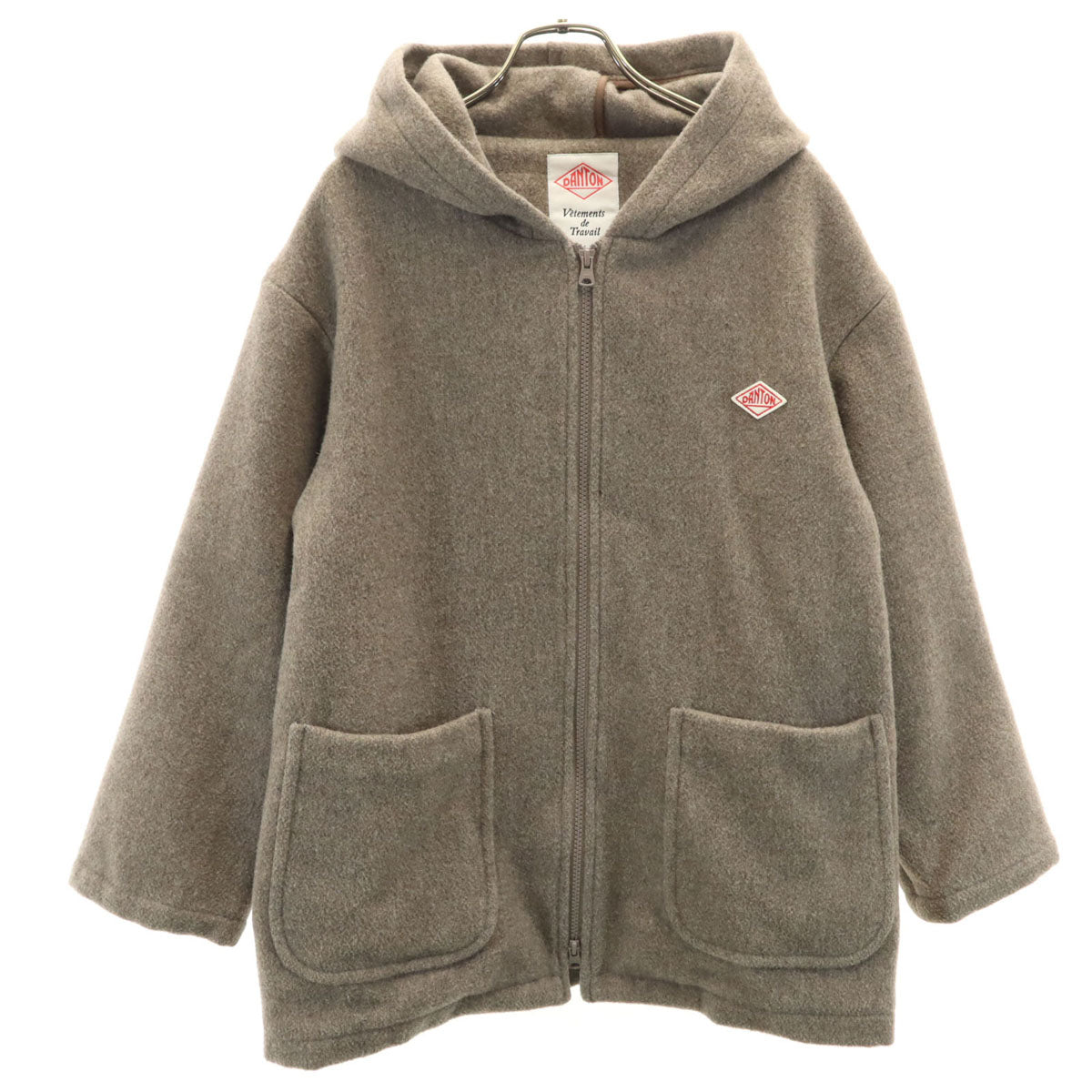 美品 Danton ダントン 日本製 ライトパイル ウールモッサ フードジャケット 36 アッシュブラウン レディース