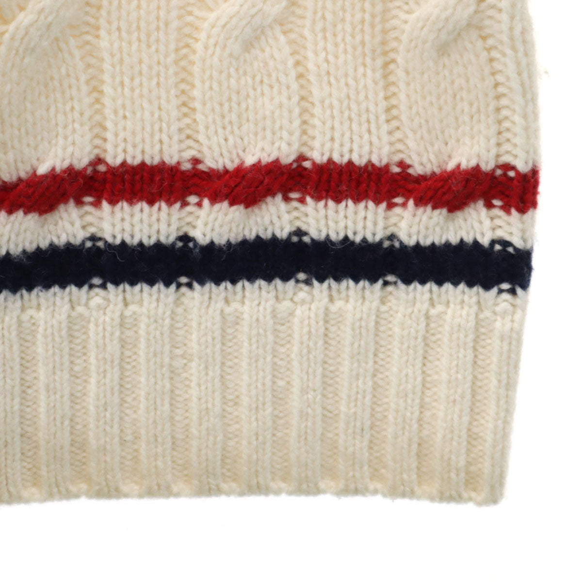 FRED PERRY フレッドペリー 長袖 Vネック セーター S アイボリー ケーブルニット メンズ