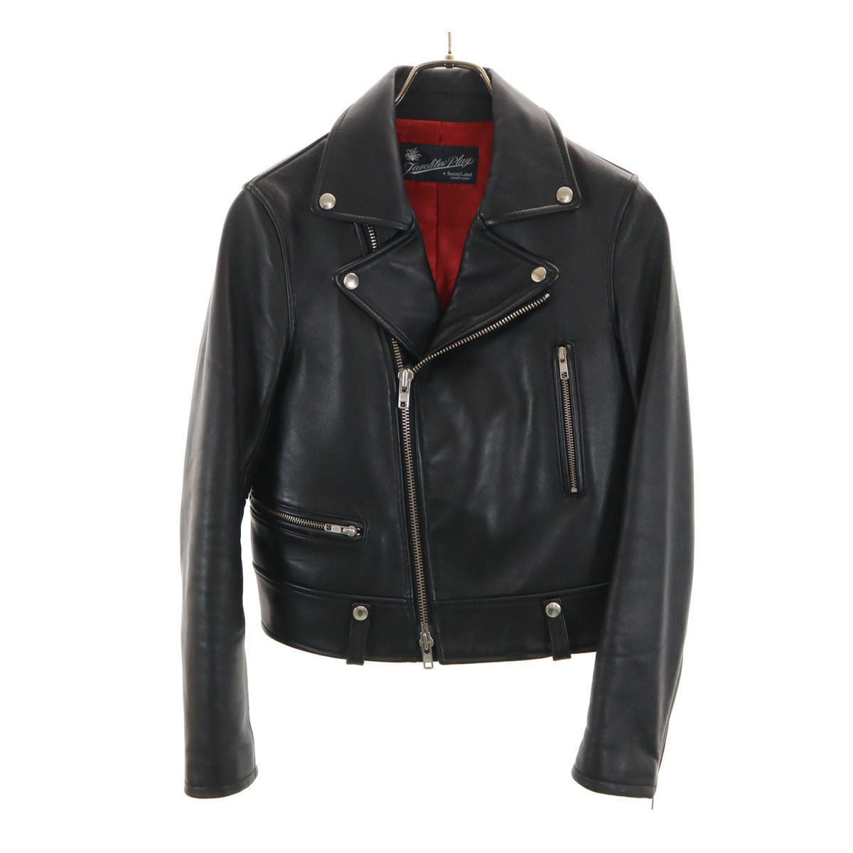 URBAN RESEARCH SONNY LABEL アーバンリサーチ サニーレーベル 羊革レザー ダブルライダースジャケット 38 ブラック レディース