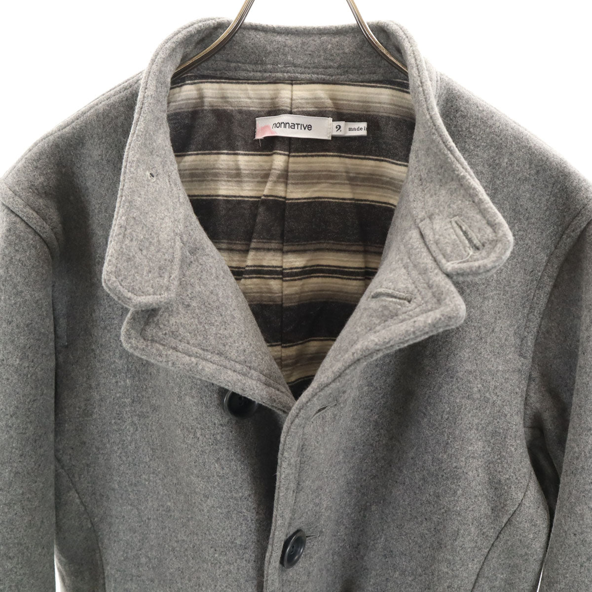 nonnative ノンネイティブ 日本製 ウールブレンド パイロット コート 2 グレー Pコート メンズ