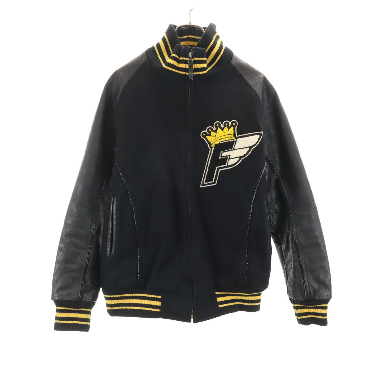 FAT エフエイティー アームレザー切替 スタジャン FAT ブラック メンズ