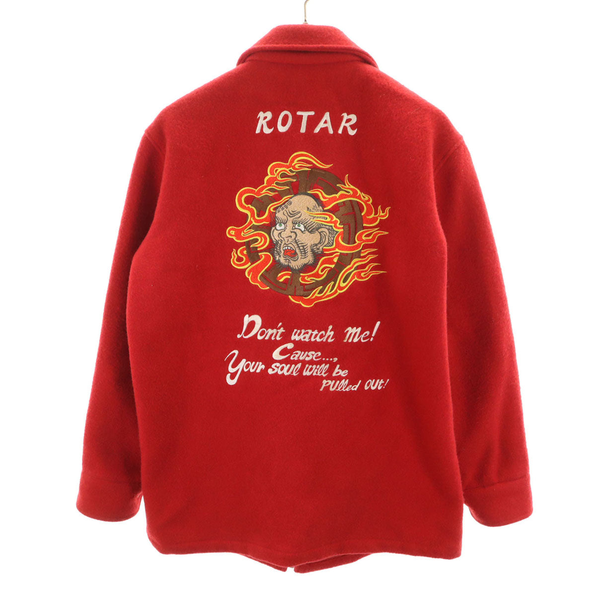 ROTAR ローター 日本製 ウールブレンド バッグ 輪入道 刺繍 ウールジャケット L レッド メンズ