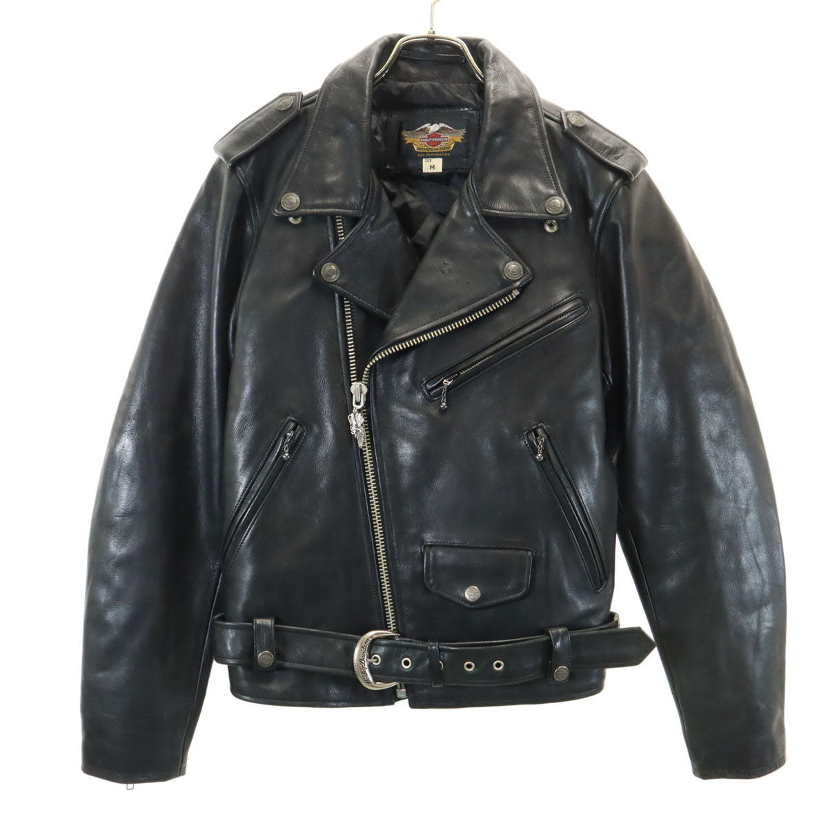 HARLEY DAVIDSON ハーレーダビッドソン 90s オールド レザー ダブルライダースジャケット M ブラック メンズ