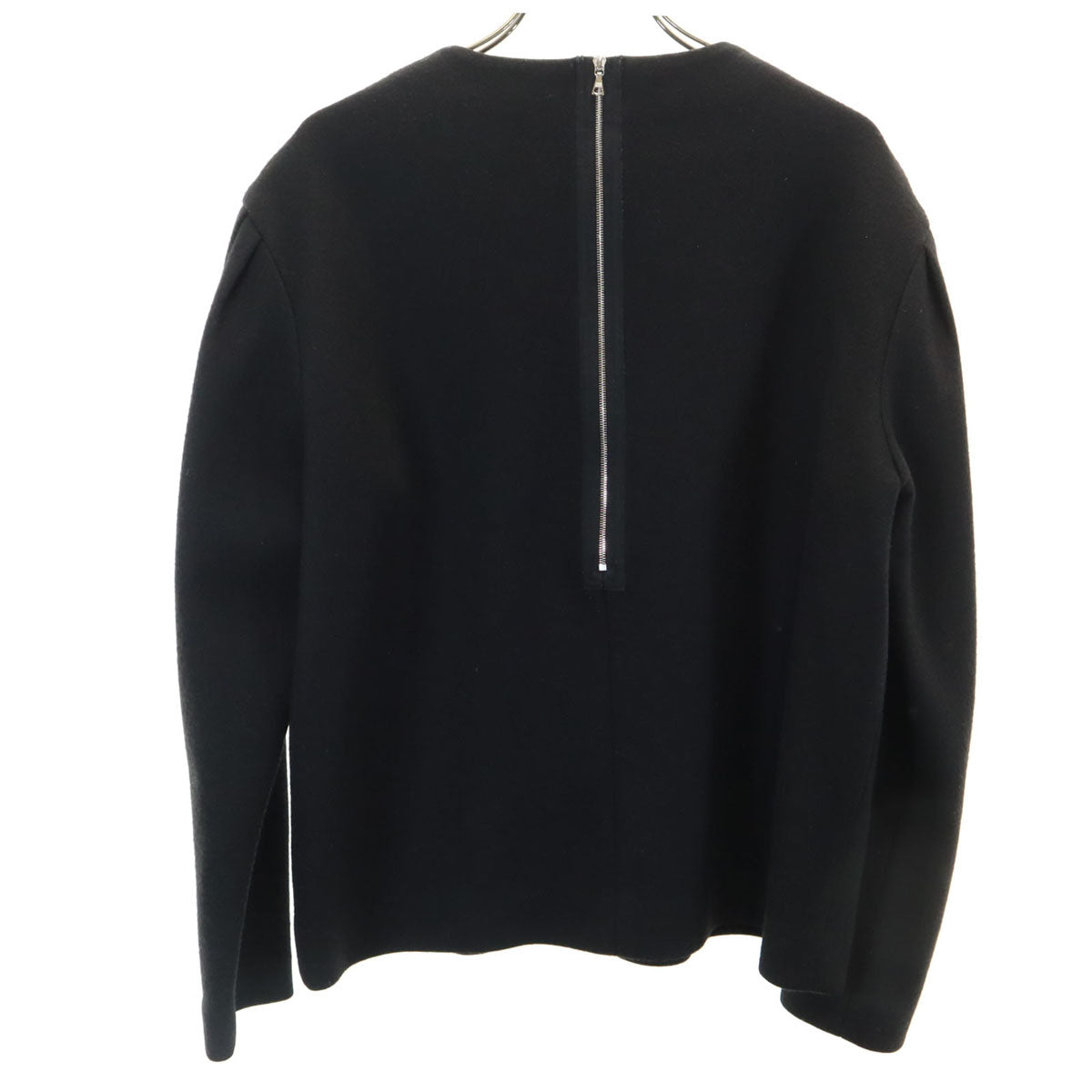 Drawer ドゥロワー 日本製 長袖 バックジップ ウール カットソー 38 ブラック トップス プルオーバー レディース