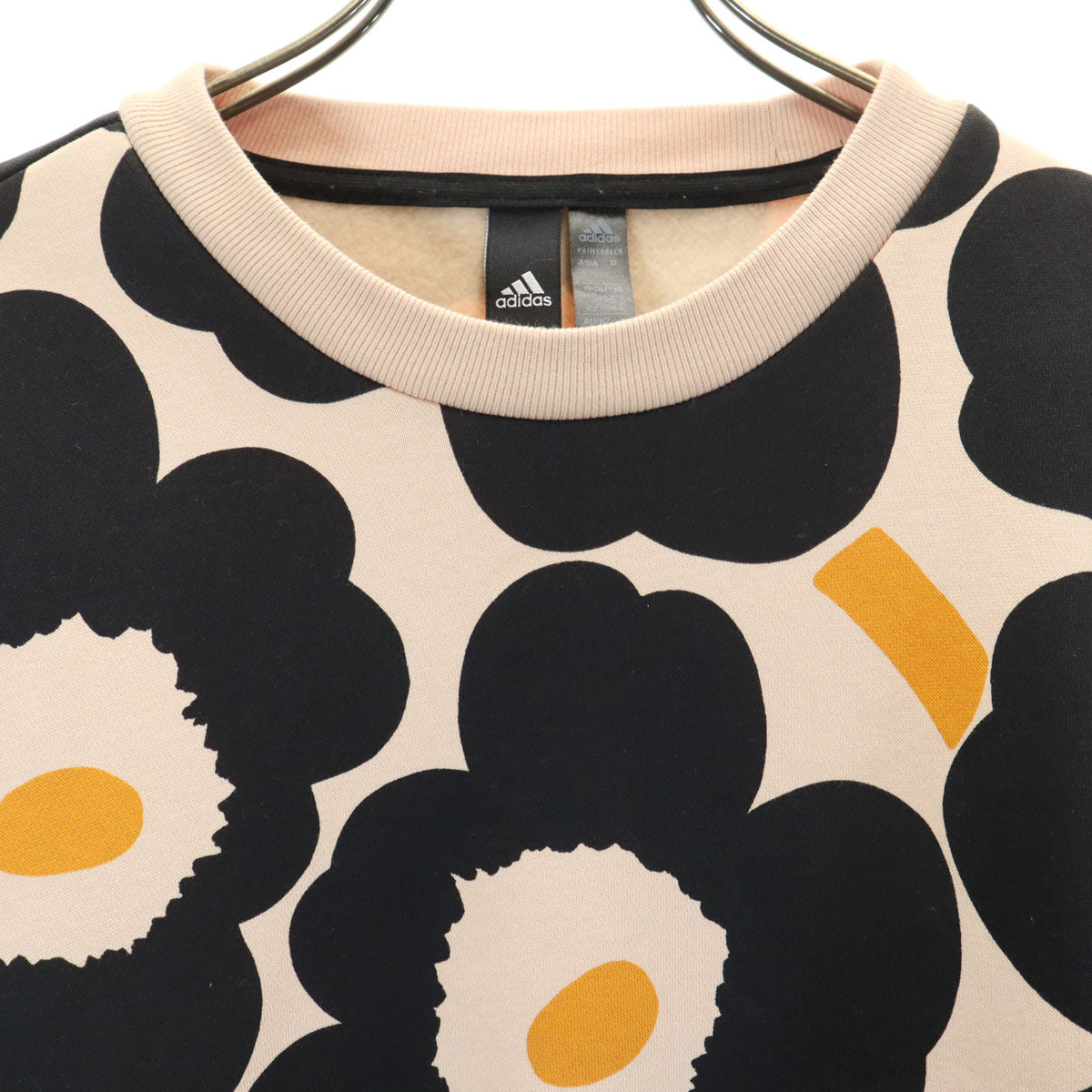 adidas アディダス marimekko マリメッコ コラボ 花柄 長袖 スウェット ワンピース M ペールオレンジ レディース