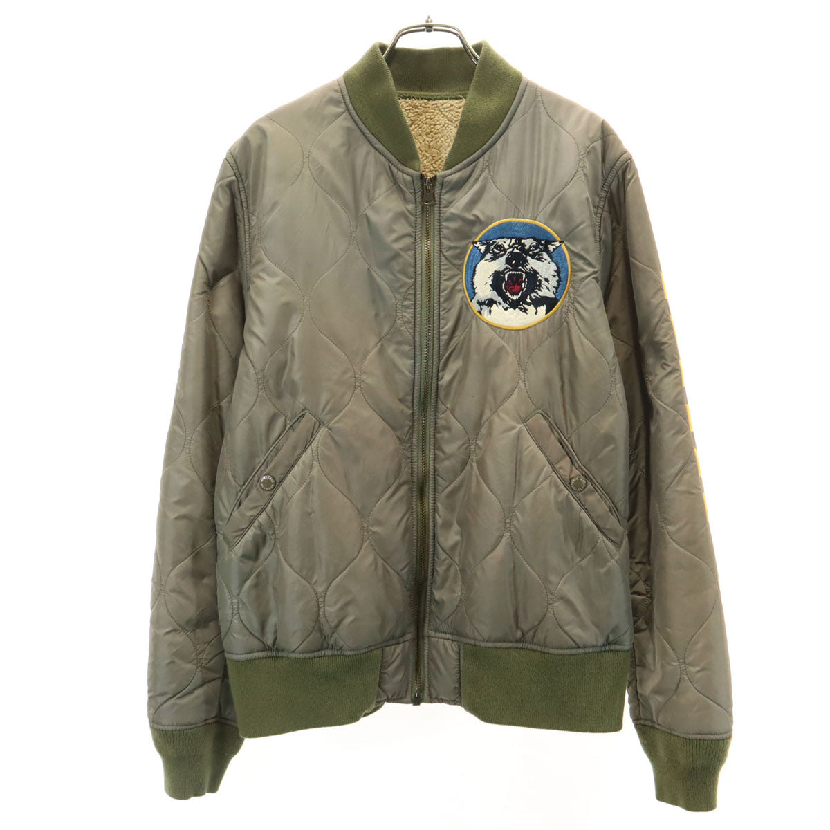 HYSTERIC GLAMOUR ヒステリックグラマー 日本製 ワッペン キルティング ブルゾン M カーキ系 メンズ