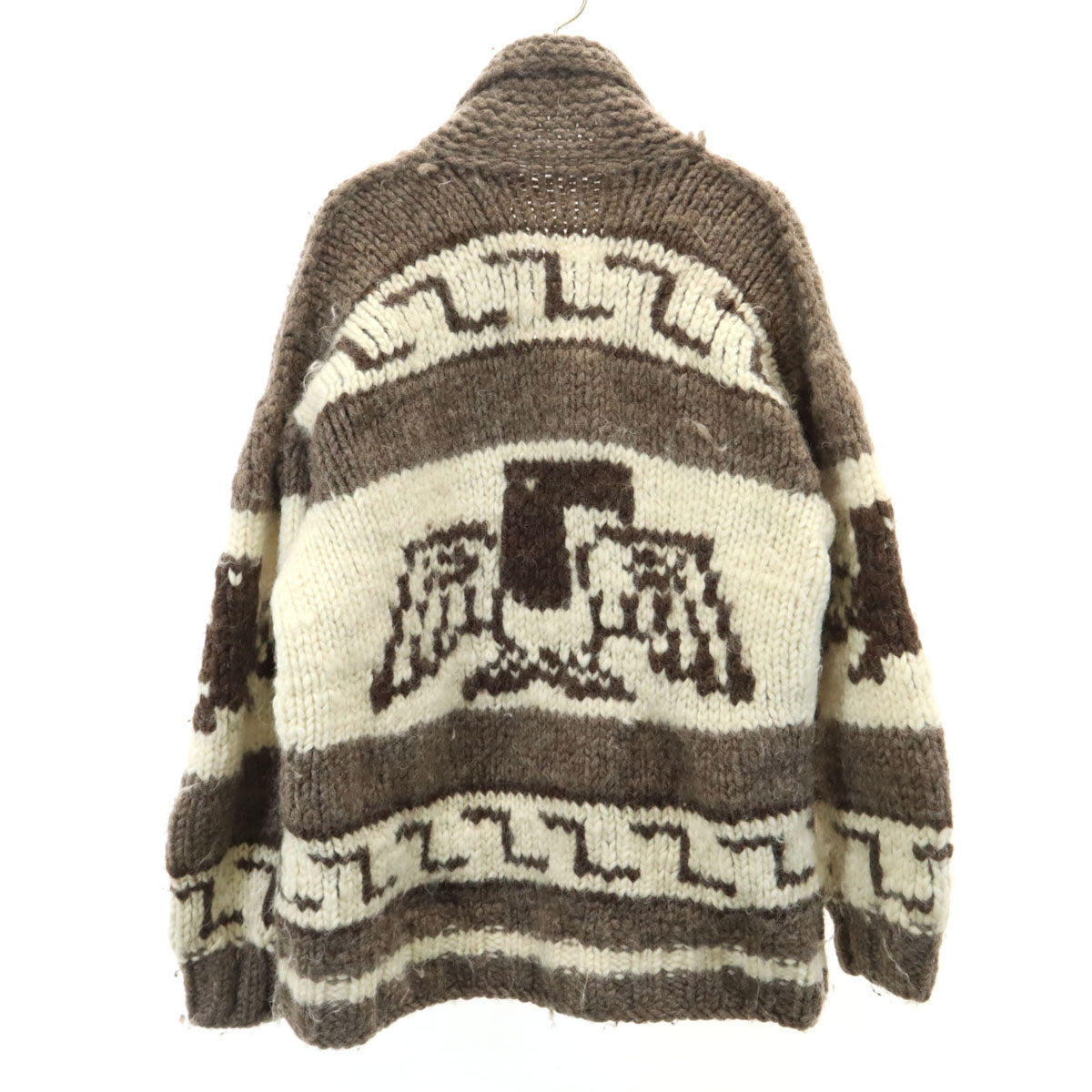 80s 90s カナダ製 ウール オールド ニットジャケット ベージュ系 メンズ