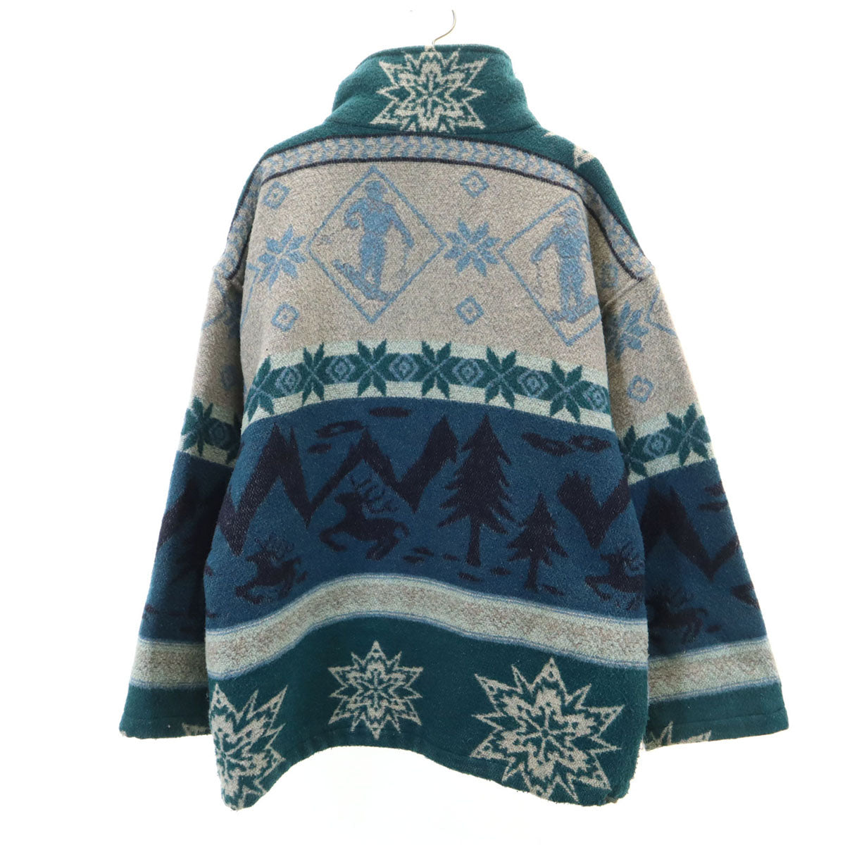 L.L.Bean エルエルビーン 80s 90s オールド ノルディック柄 ハーフジップ フリースジャケット ブルー系 プルオーバー アウトドア メンズ
