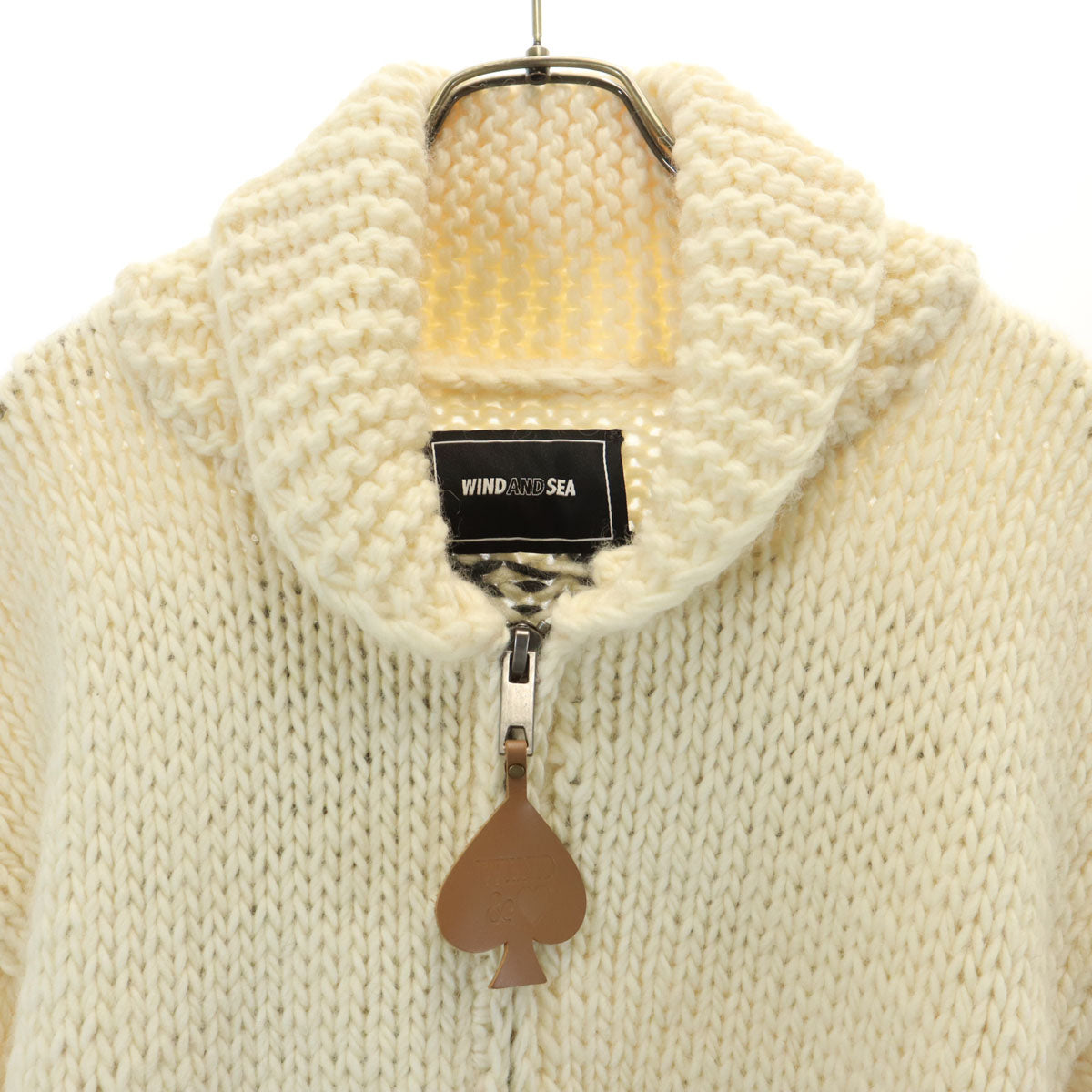 WIND AND SEA ウィンダンシー ウール100% カウチンジャケット M ホワイト セーター メンズ