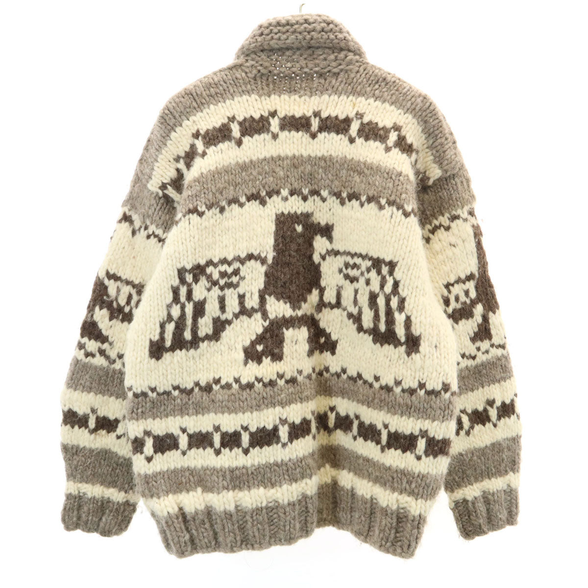 Ca Dumaus 80s 90s カナダ製 ウール100% オールド イーグル カウチンジャケット ベージュ系 セーター メンズ