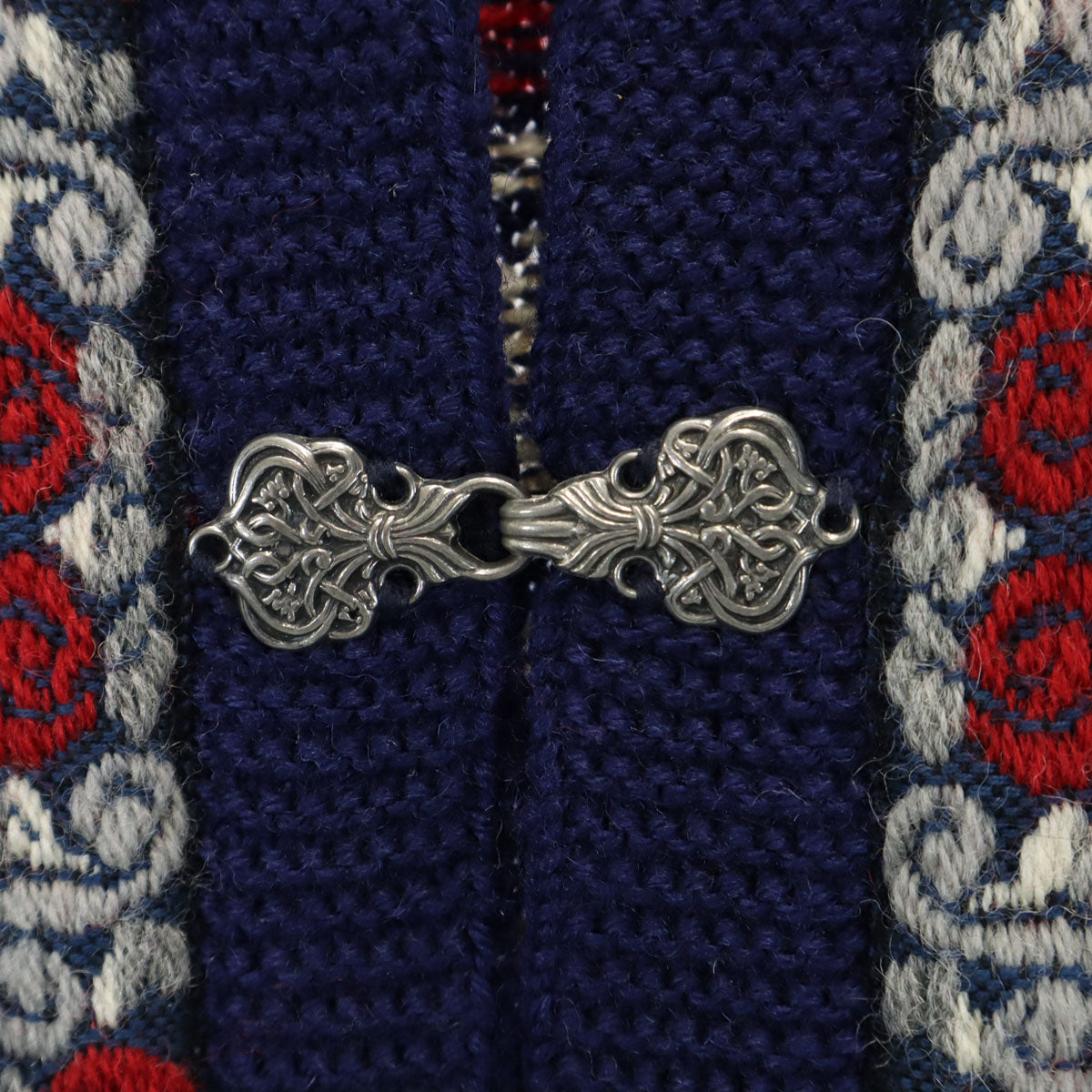 VOSS ヴォス 80s ノルウェー製 ウール100％ ヴィンテージ ノルディック ニット カーディガン M ネイビー系 チロルカーデ メンズ