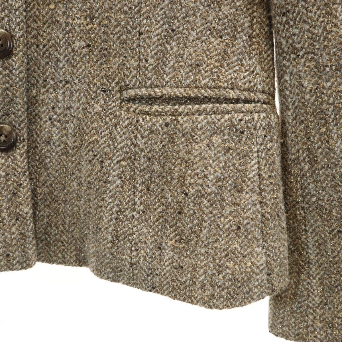 RALPH LAUREN ラルフローレン USA製 ウールブレンド ジャケット 4 ベージュ ラメ入り レディース