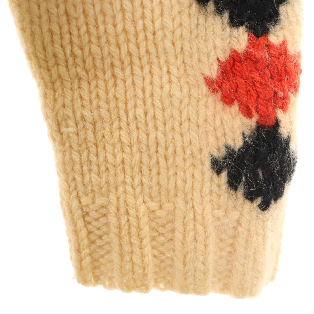 60s 70s ヴィンテージ ホース柄 カウチンジャケット ベージュ ニット レディース