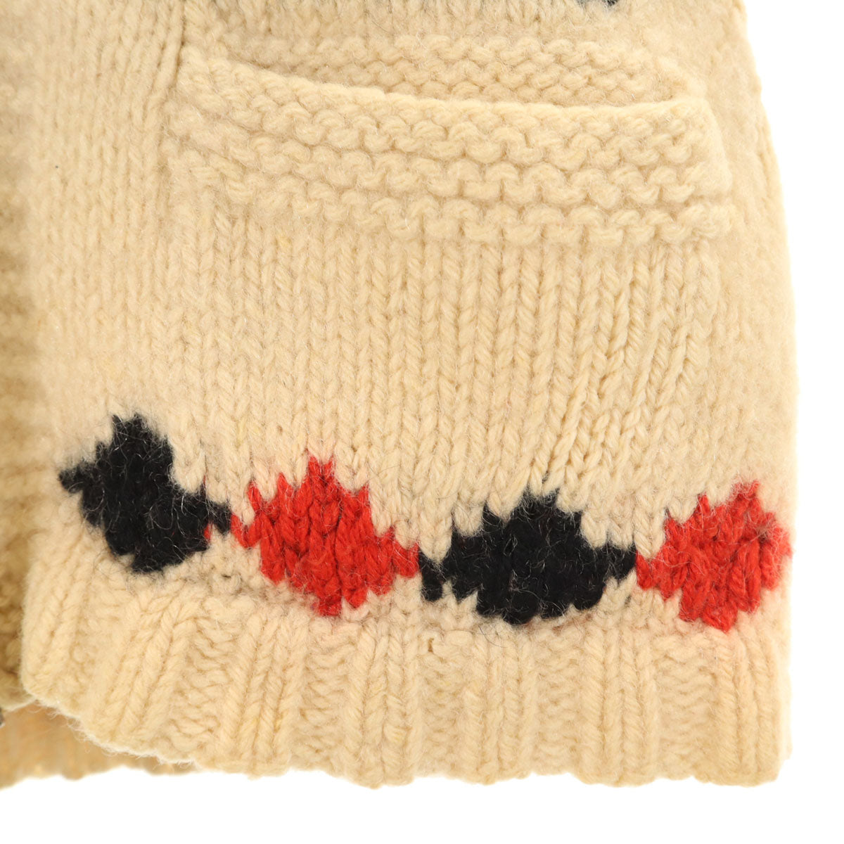 60s 70s ヴィンテージ ホース柄 カウチンジャケット ベージュ ニット レディース