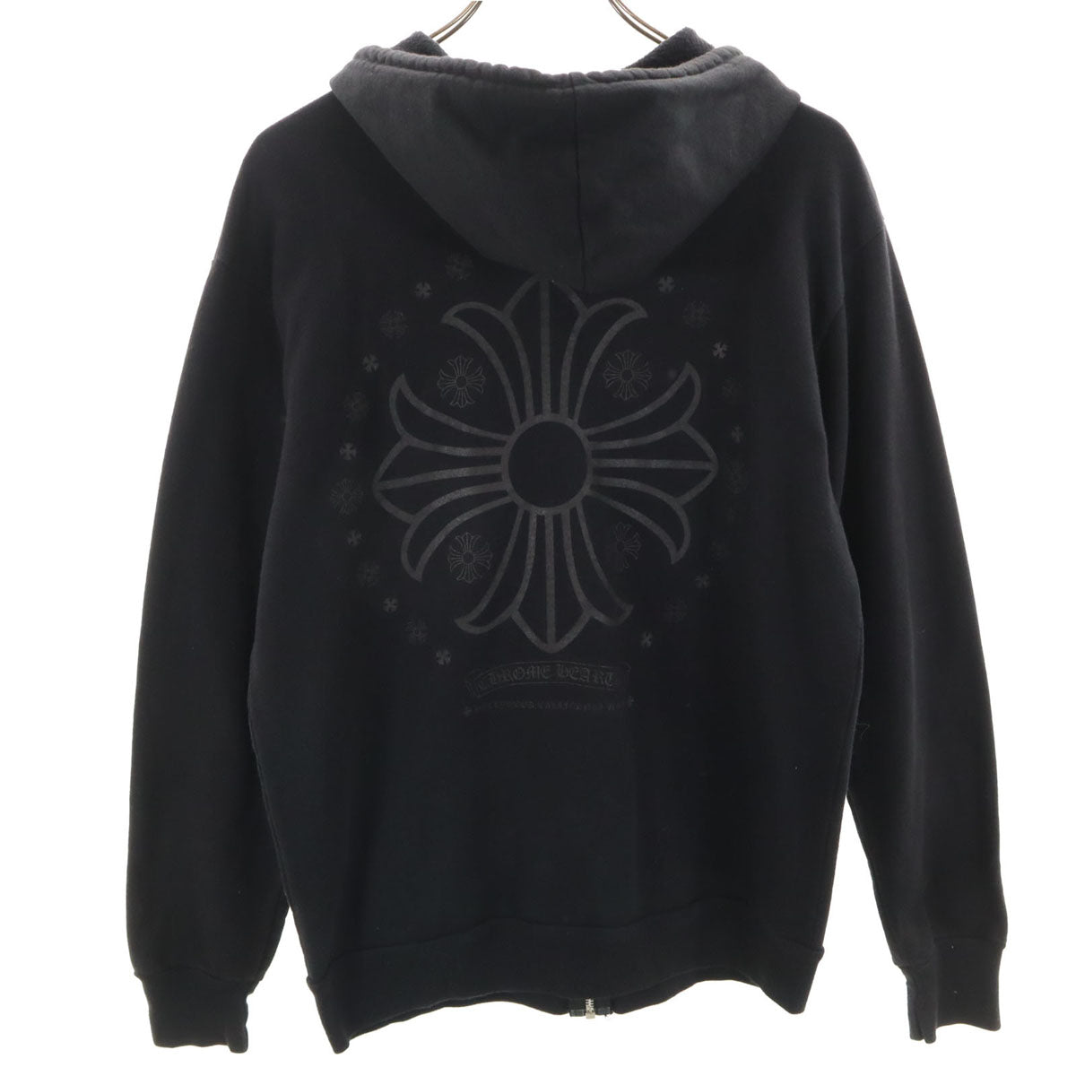 CHROME HEARTS クロムハーツ USA製 長袖 スウェット ジップパーカー M ブラック 裏起毛 メンズ