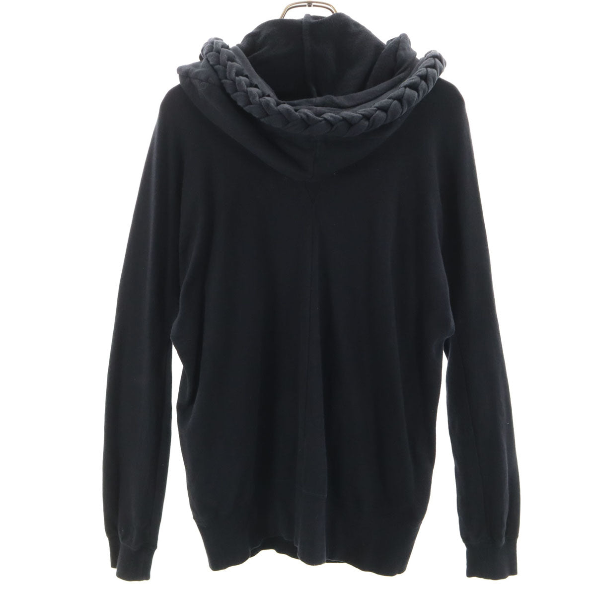 BERNHARD WILLHELM ベルンハルトウィルヘルム 日本製 長袖 縄 スウェットパーカー S ブラック プルオーバー メンズ