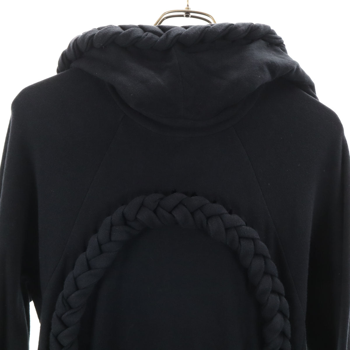 BERNHARD WILLHELM ベルンハルトウィルヘルム 日本製 長袖 縄 スウェットパーカー S ブラック プルオーバー メンズ