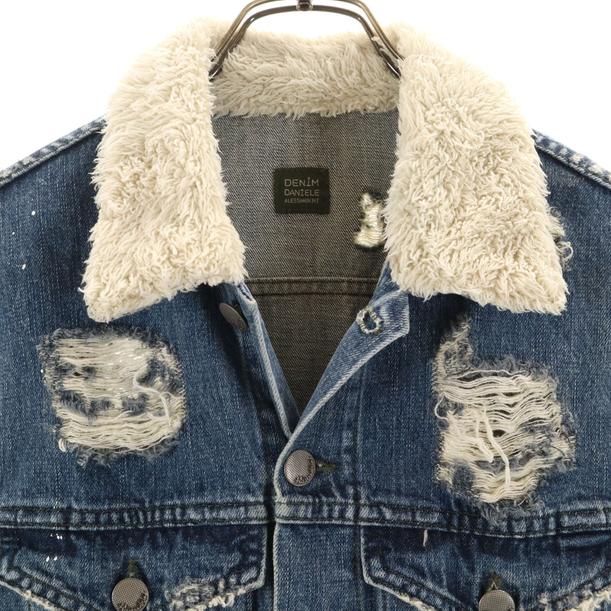 DANIELE ALESSANDRINI ダニエレ アレッサンドリー二 イタリア製 ヴィンテージ加工 デニムジャケット M ウォッシュブルー ジージャン メンズ