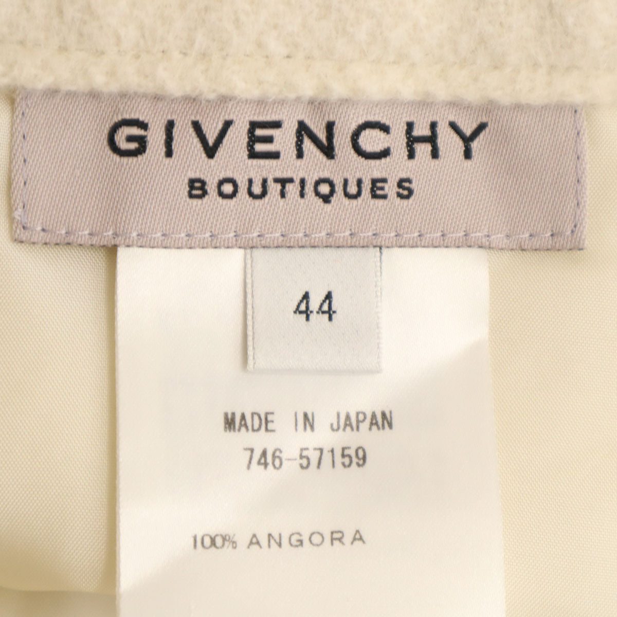 GIVENCHY ジバンシィ 90s 日本製 アンゴラ100% オールド スカートスーツ 上下 セットアップ 40/44 オフホワイト レディース