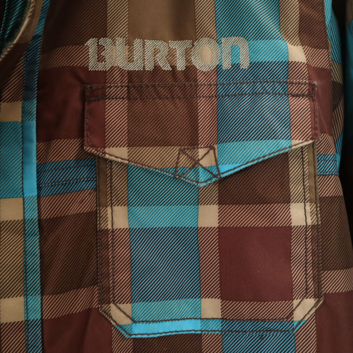 BURTON バートン チェック柄 スノーボード ウェア 上下 セットアップ L ブルー系 スキーウェア キッズ