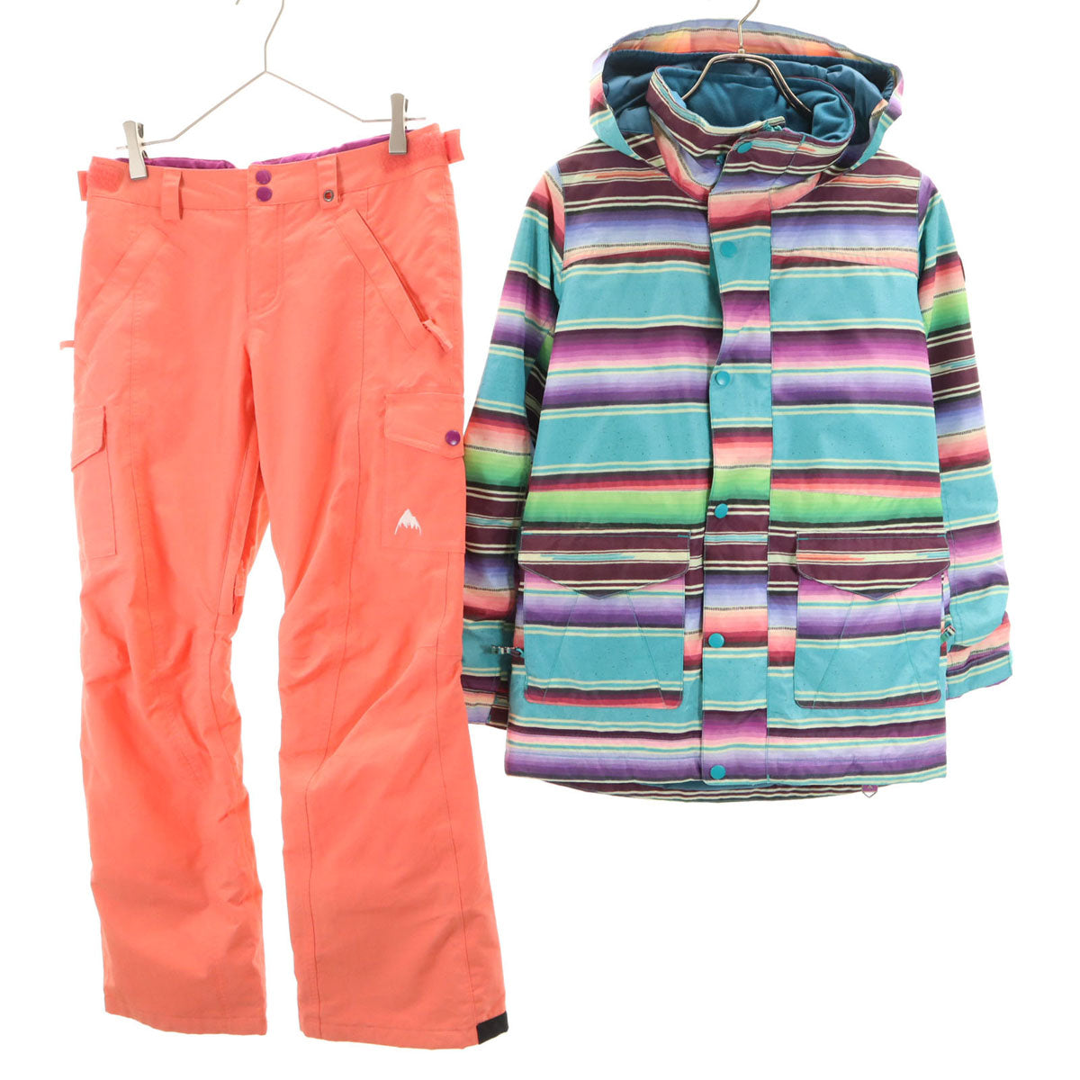 BURTON バートン ボーダー柄 スノーボード ウェア 上下 セットアップ M/L ブルー系 スキーウェア キッズ
