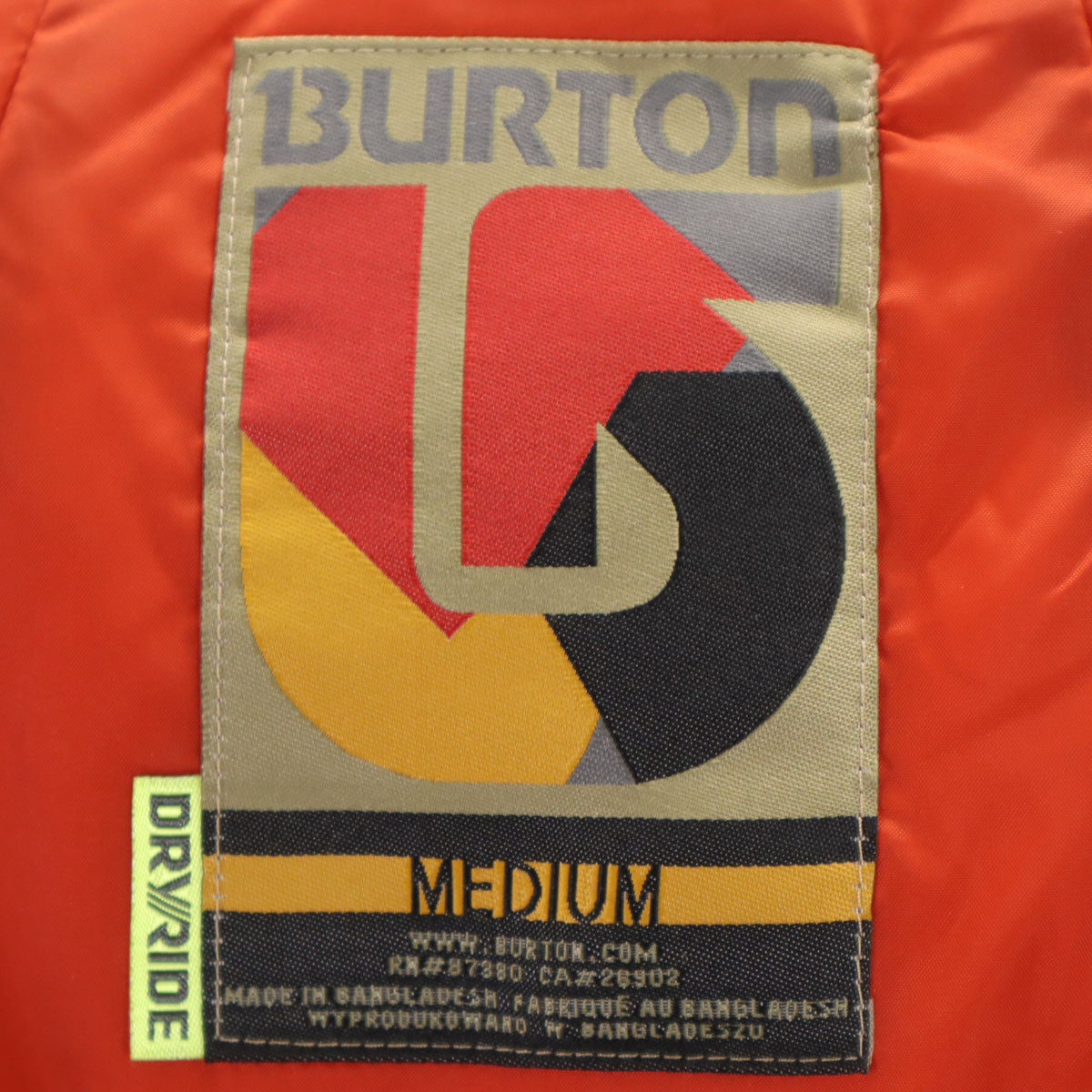 BURTON バートン スノーボード ウェア 上下 セットアップ M オレンジ系 スキーウェア メンズ