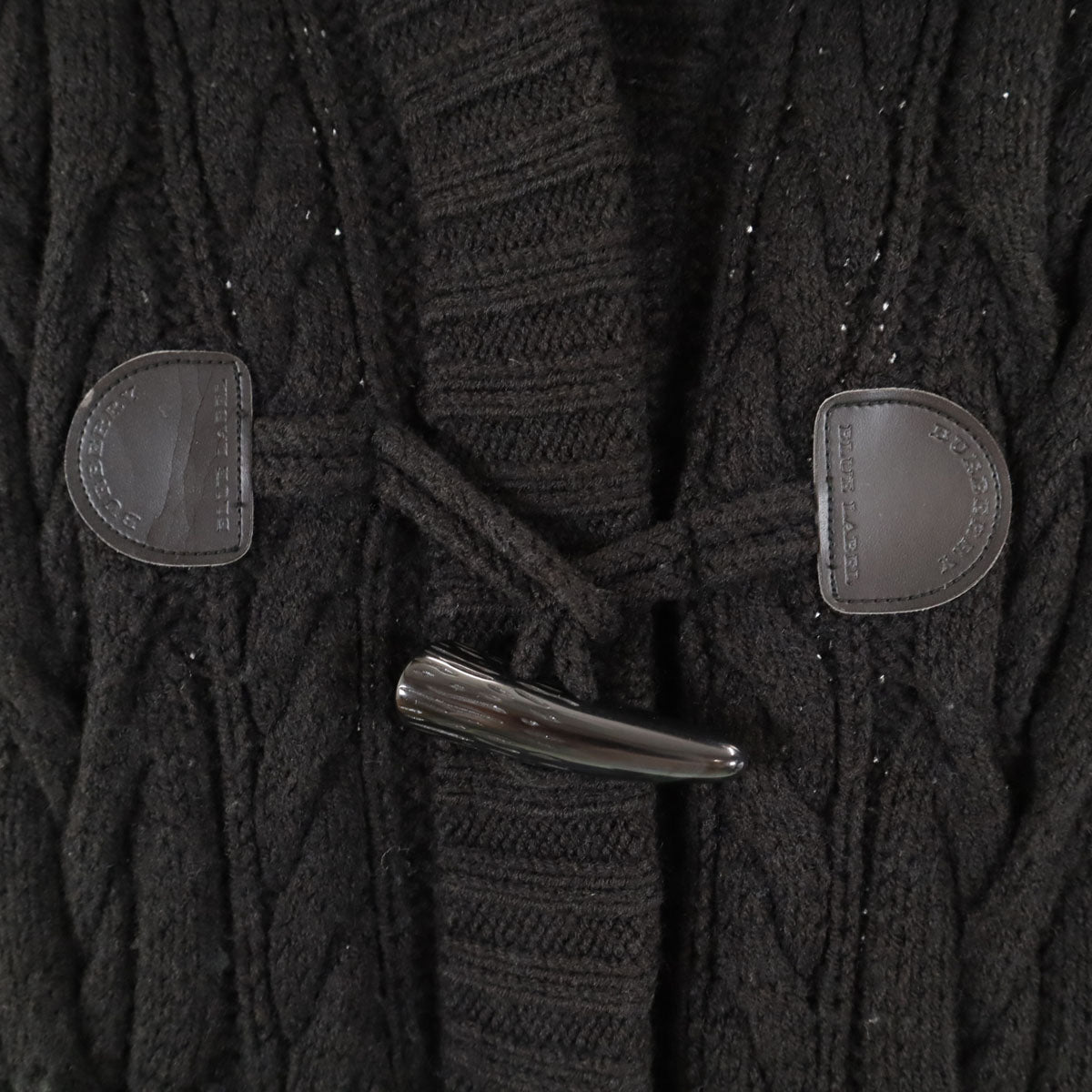 BURBERRY BLUE LABEL バーバリーブルーレーベル ウールブレンド 長袖 ダッフルニット フーディー カーディガン 38 ブラック 三陽商会 レディース