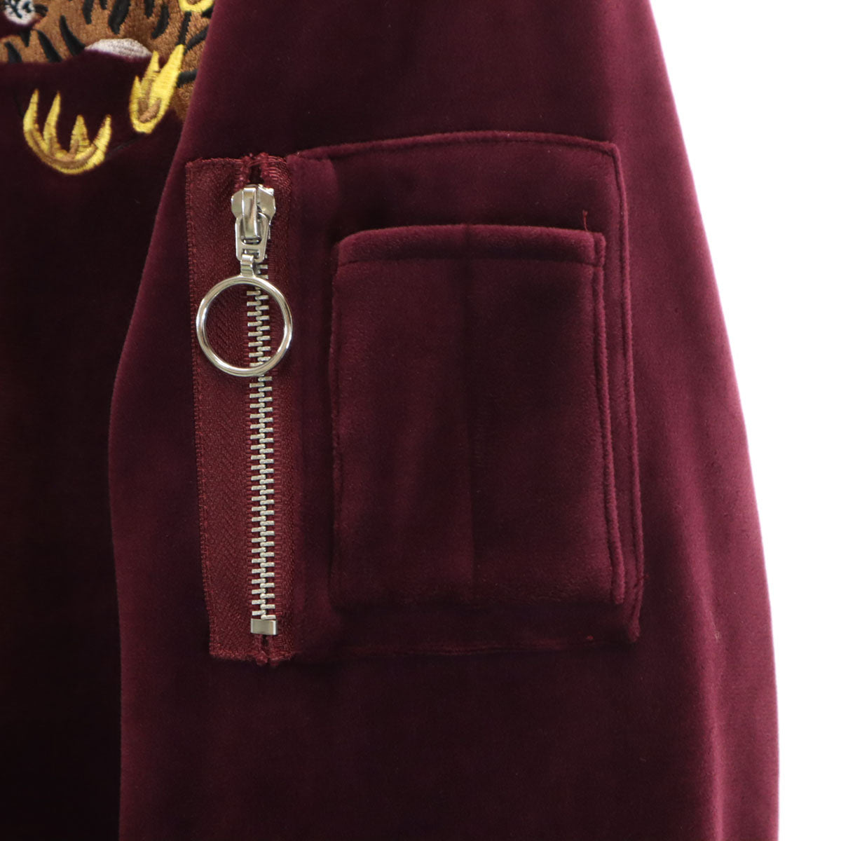 rehacer レアセル リトルタイガー 刺繍 ベロア ブルゾン L ボルドー系 メンズ