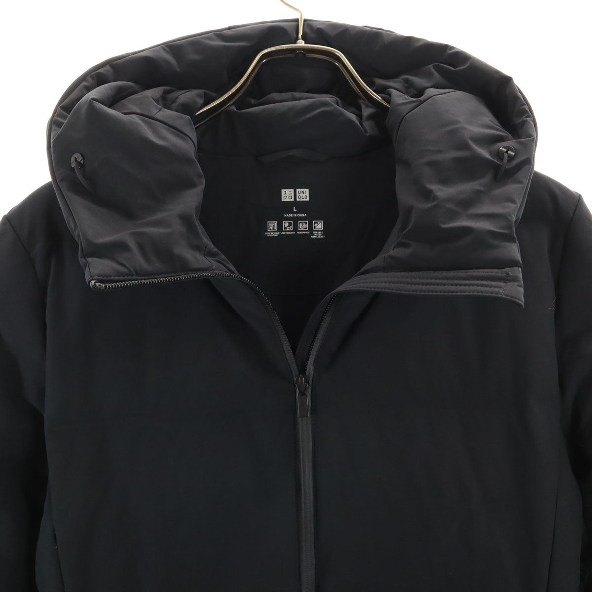 UNIQLO ユニクロ ストレッチシームレスダウンショート コート L ブラック レディース